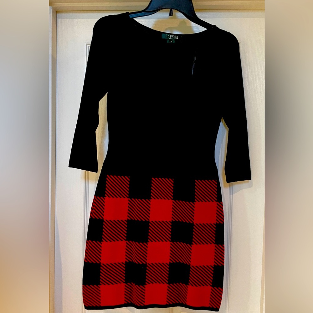 Black and red long sleeve sweater vest by Ralph Lauren